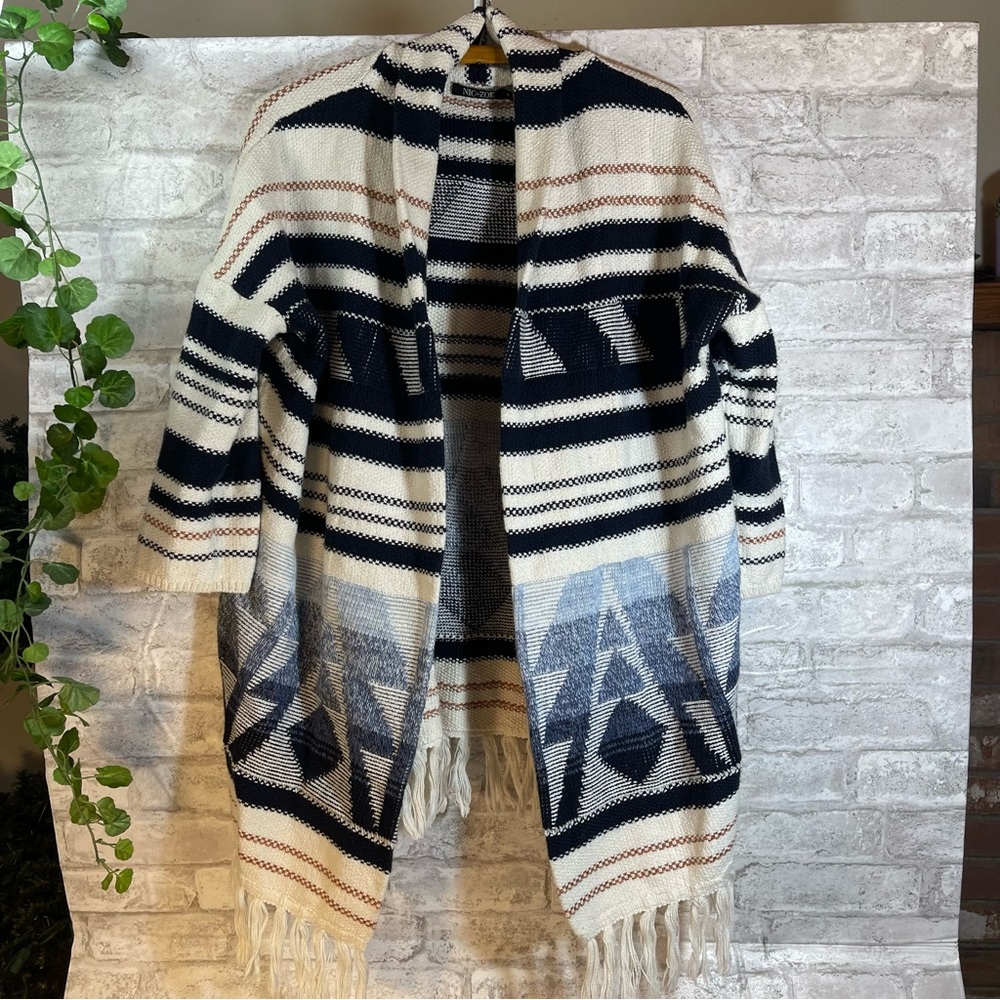 Nic & Zoe Rolling Clouds Fringe Cardigan Sz S